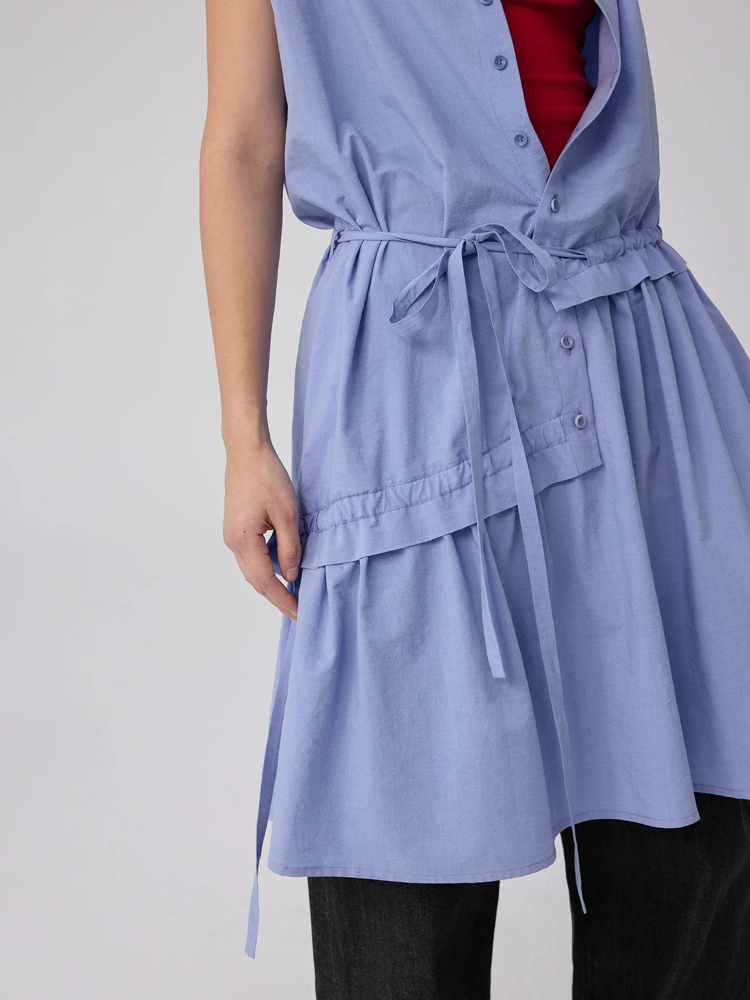 Asymmetric Drawstring Shirt Dress - Image 3