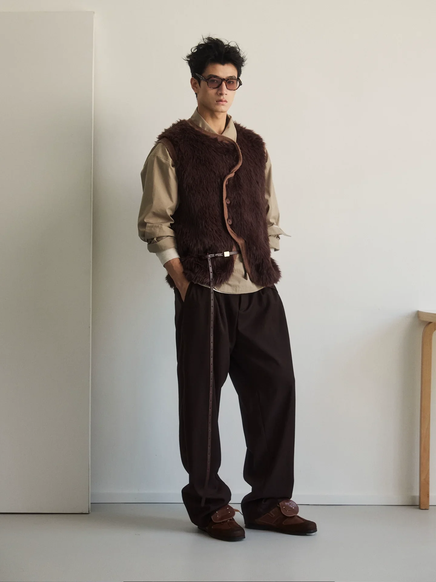 Asymmetric Faux Mink Vest - Image 2