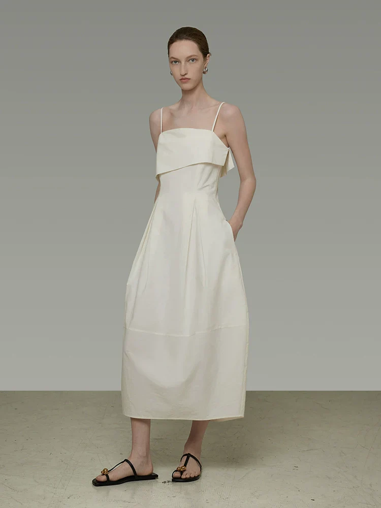 Asymmetric Folded-Overlay Midi Dress - Image 2