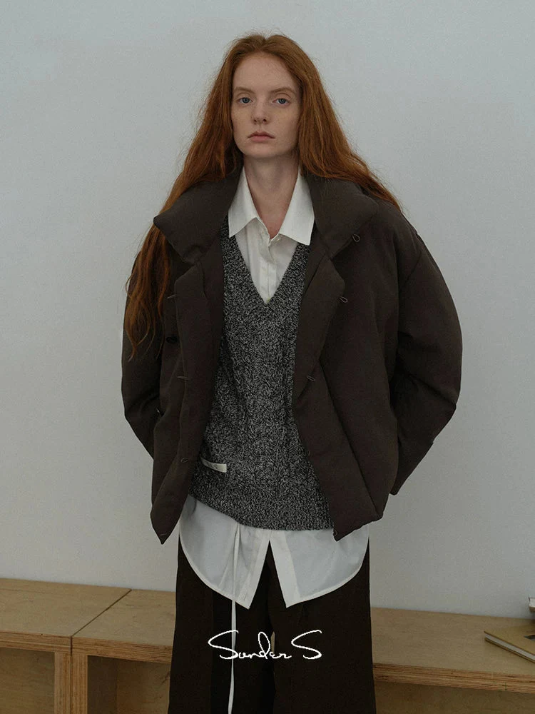 Asymmetric Funnel-Neck Short Down Jacket - Image 3