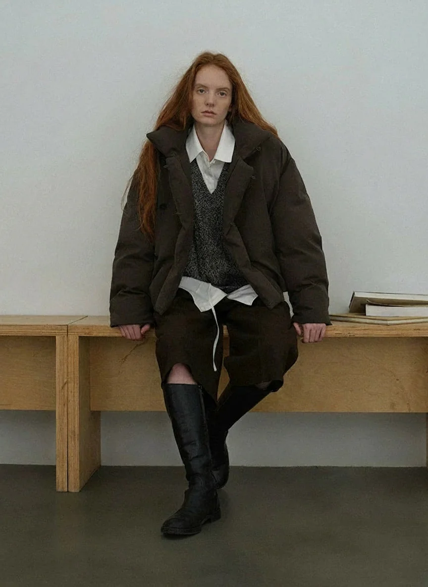 Asymmetric Funnel-Neck Short Down Jacket - Image 6