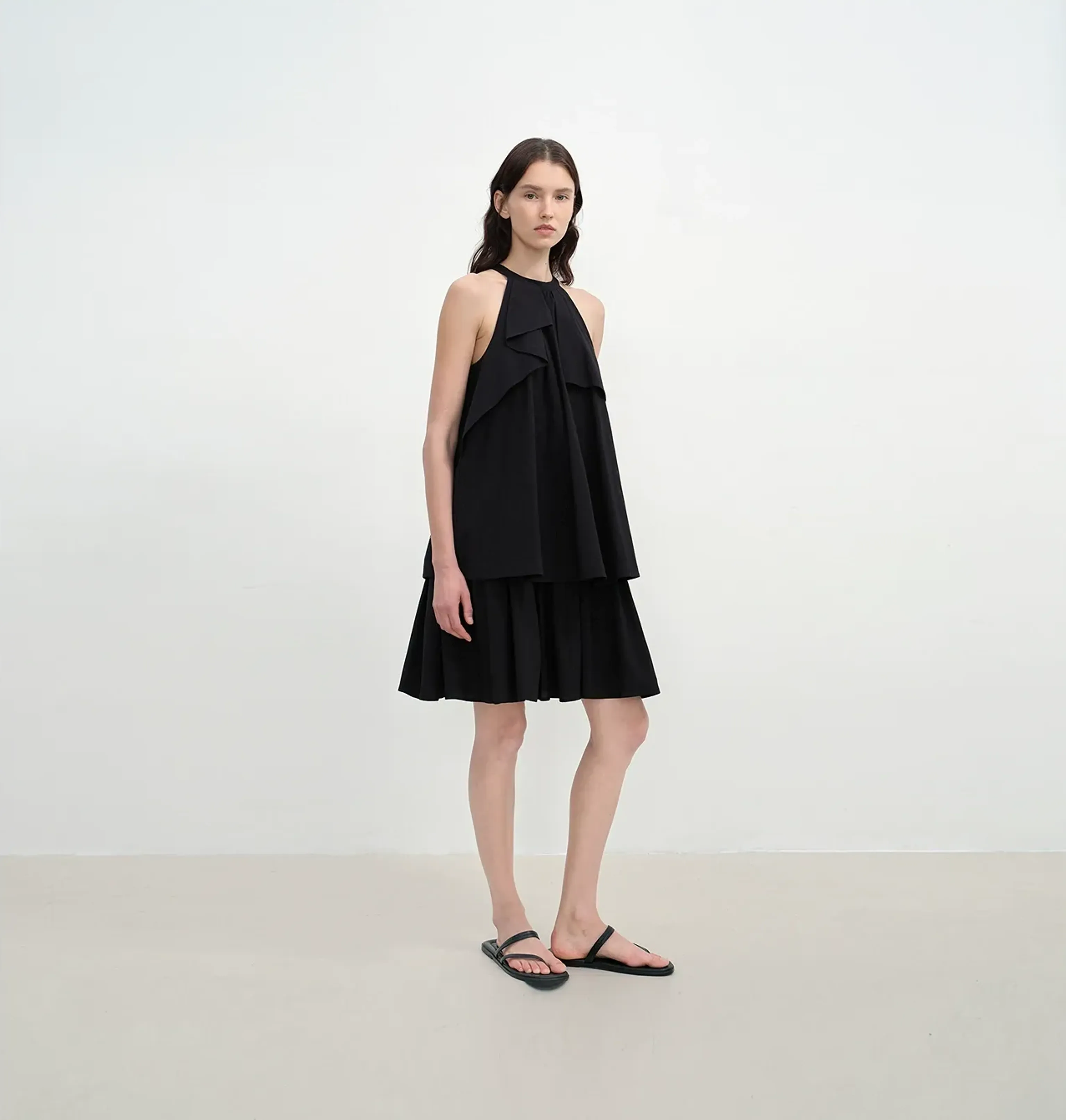 Asymmetric Halter A-Line Dress - Image 2