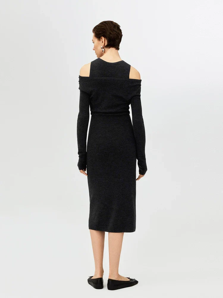 Asymmetric Knit Midi Dress - Image 3
