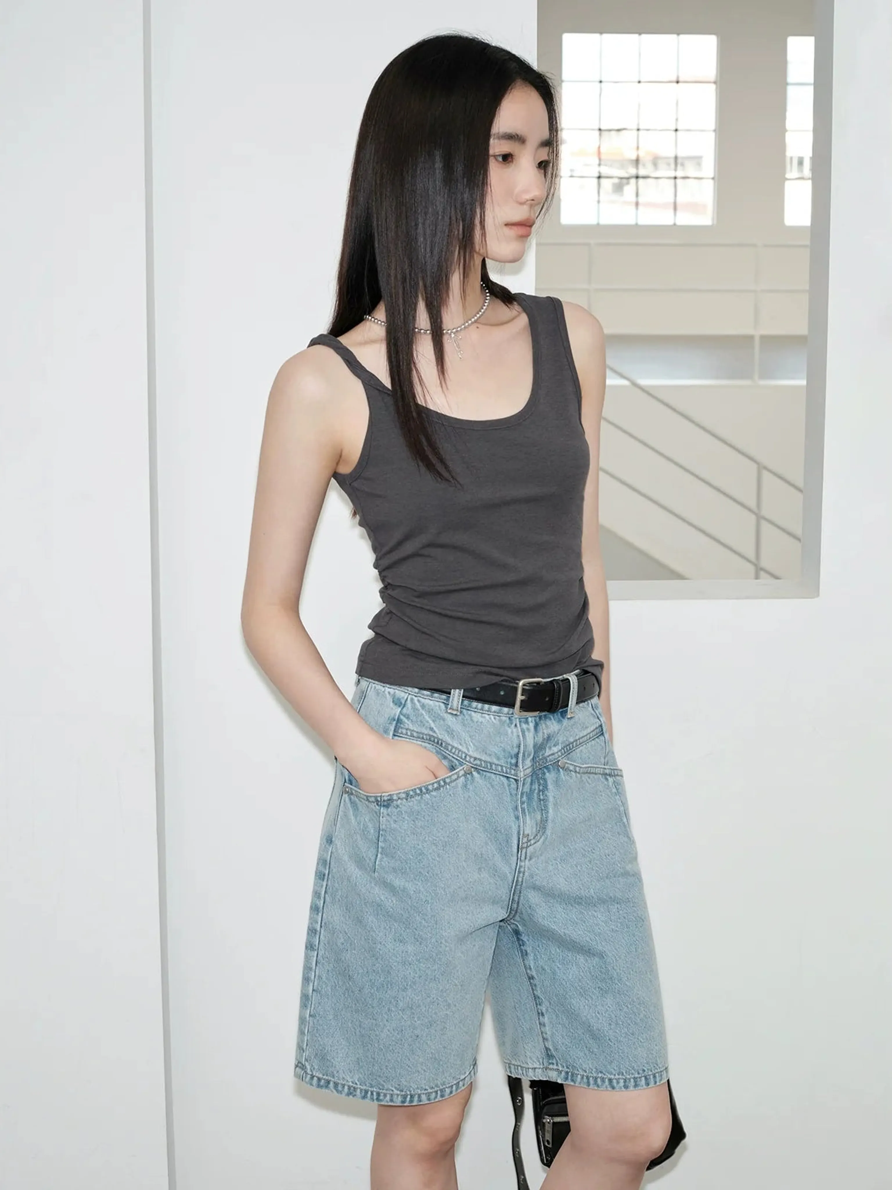 Asymmetric Knit Tank Top