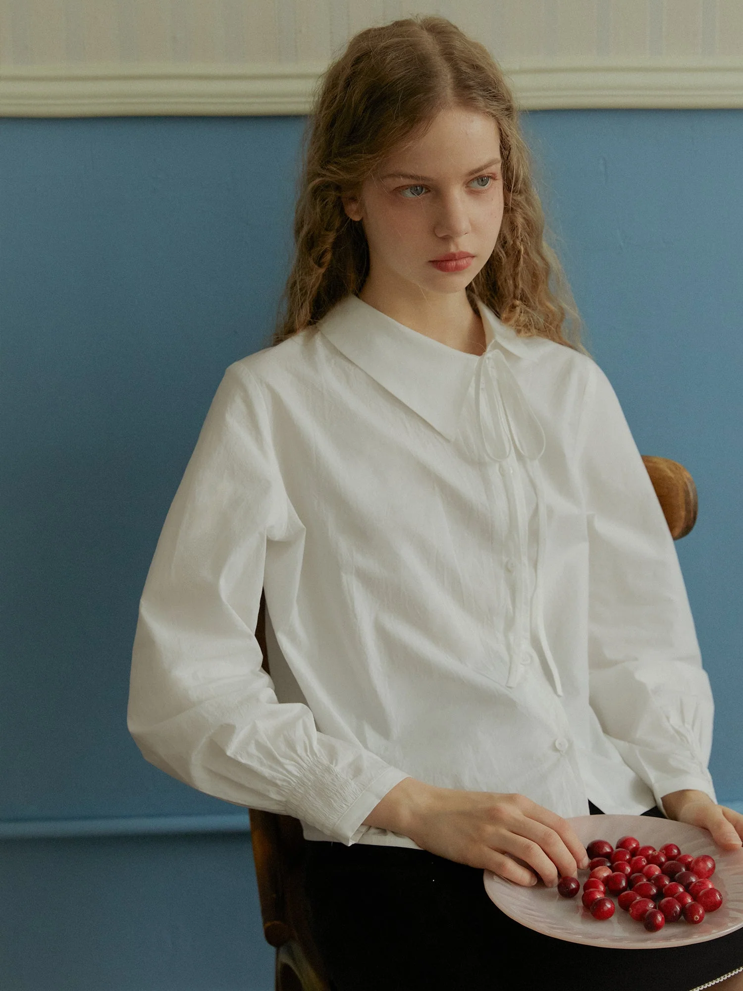 Asymmetric Lace Embroidered Shirt - Image 2
