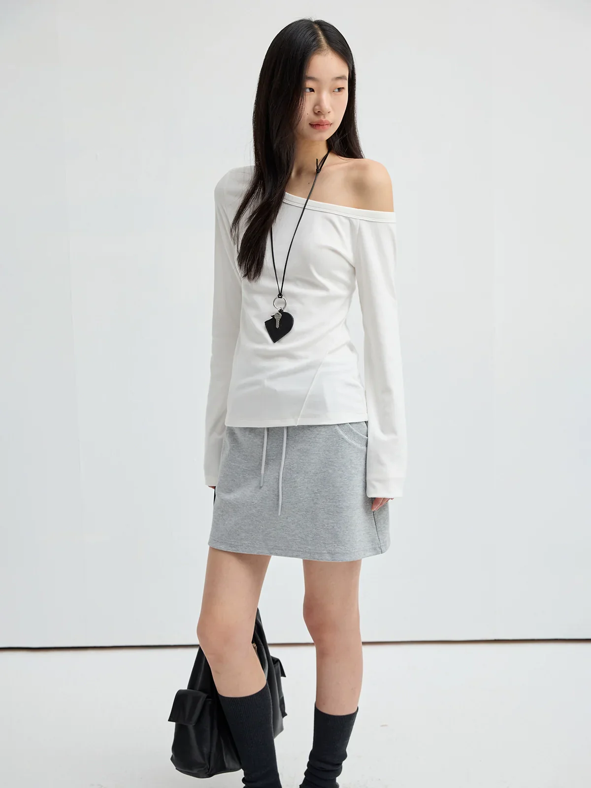 Asymmetric Off-Shoulder Long-Sleeve Top - Image 4