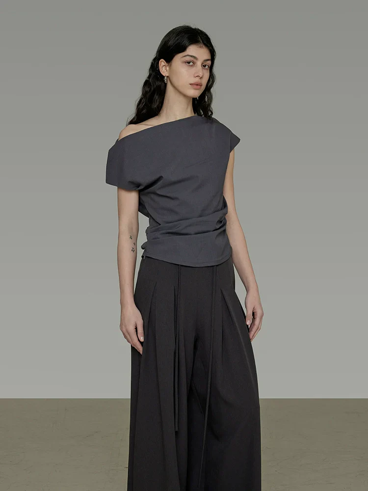 Asymmetric Off-Shoulder Ruched Top - Image 3