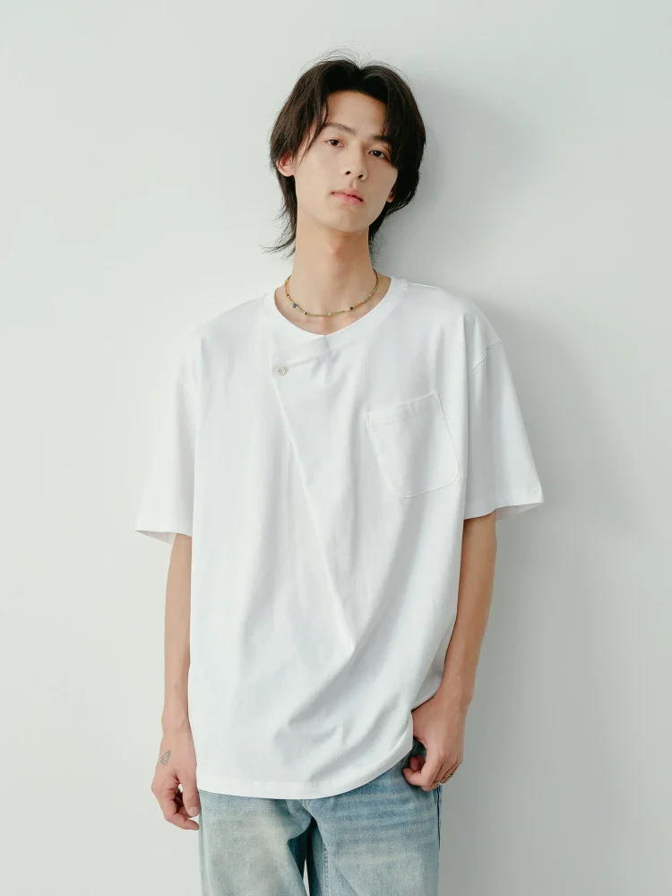Asymmetric Placket Cotton Tee