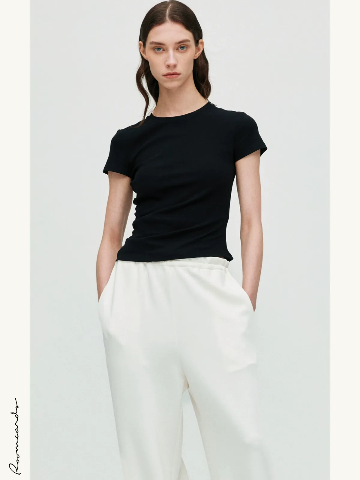Asymmetric Pleated Cotton Tee - Image 5