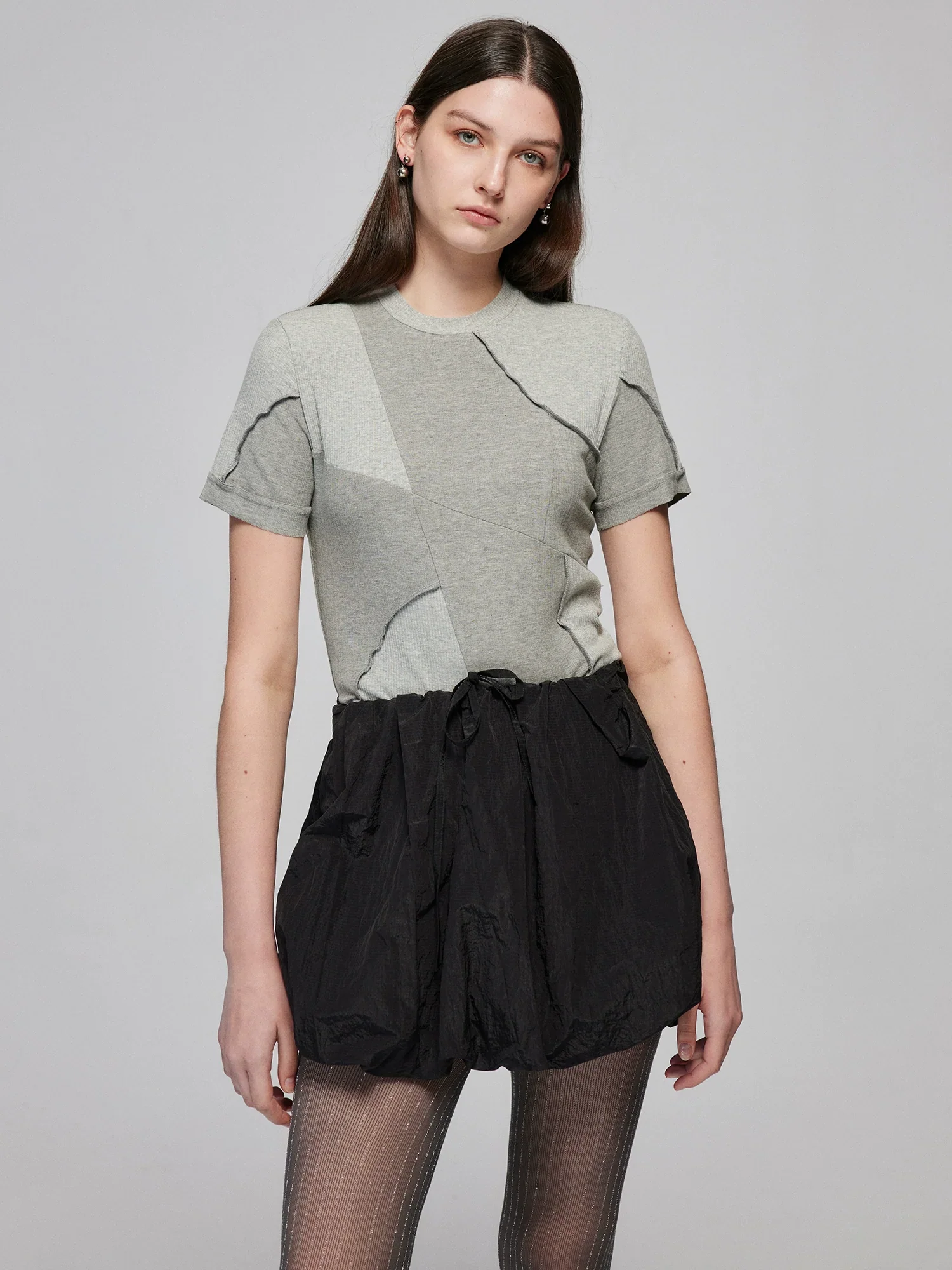 Asymmetric Ribbed Crewneck Tee