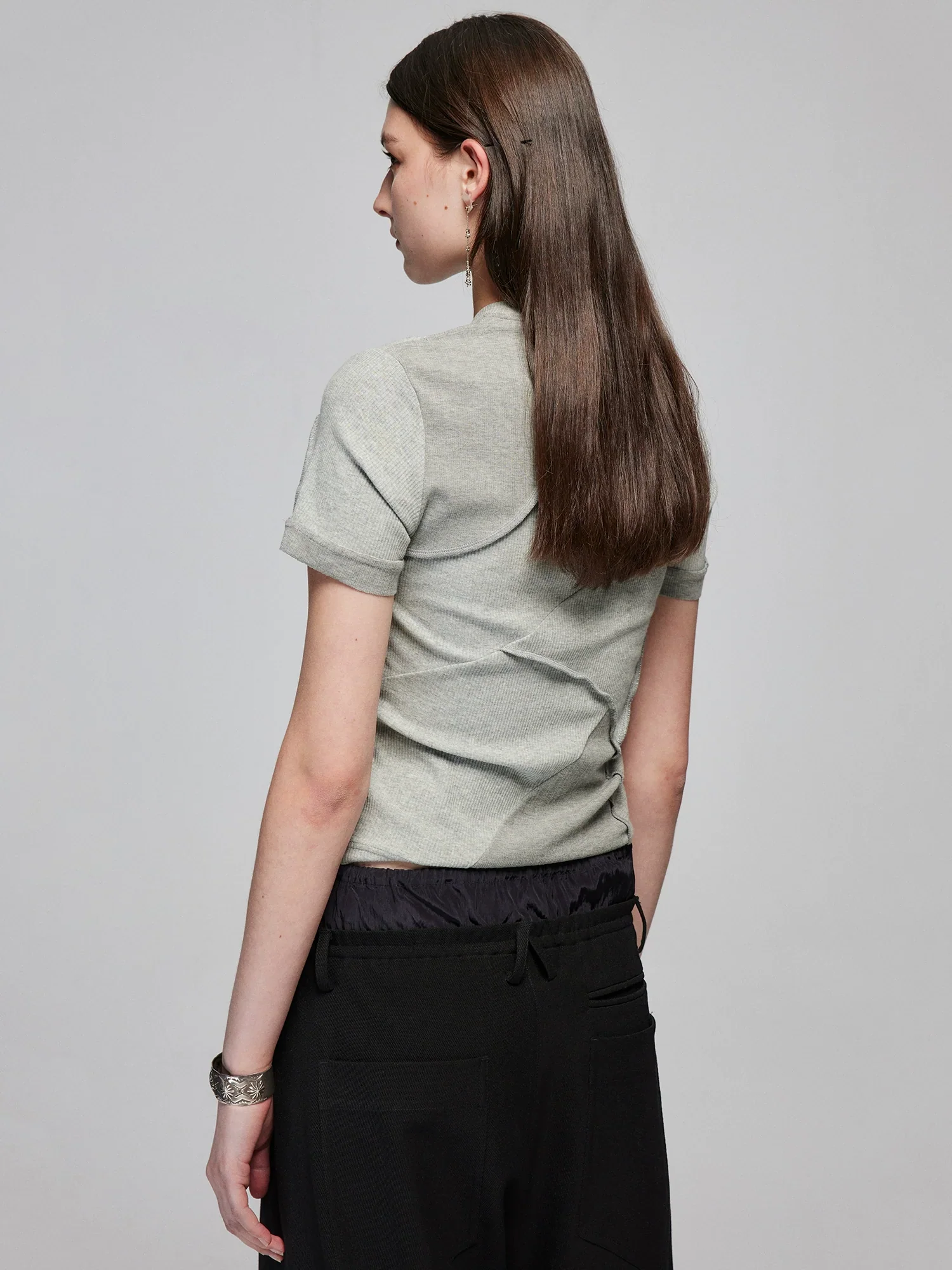 Asymmetric Ribbed Crewneck Tee - Image 5
