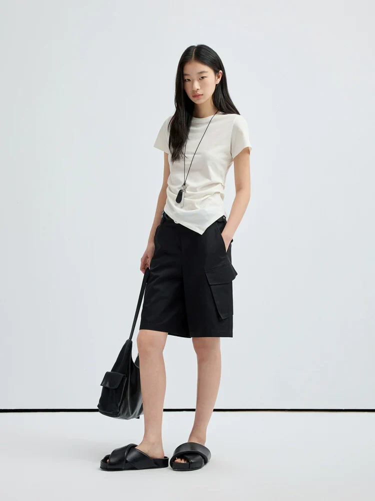 Asymmetric Ruched-Hem Tee - Image 4