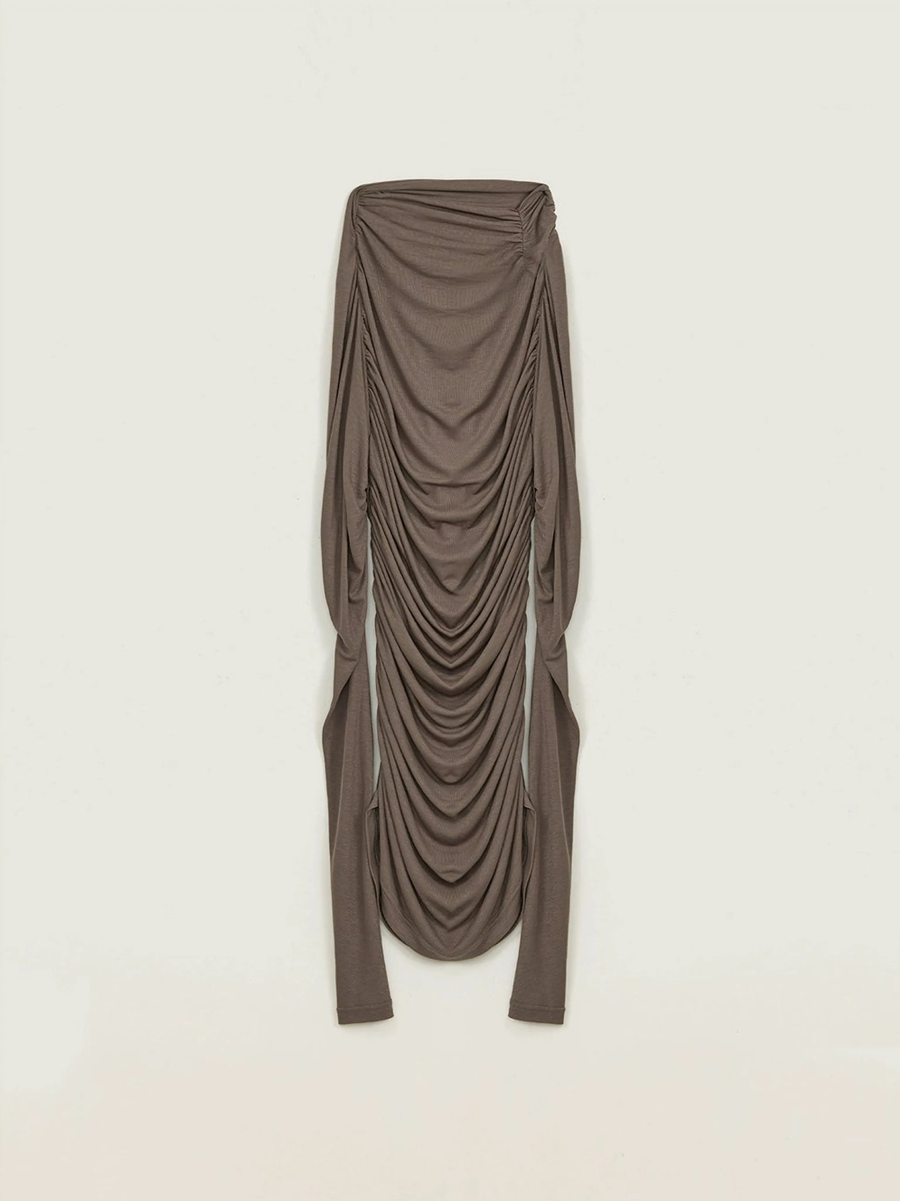 Asymmetric Ruched Mock-Neck Top