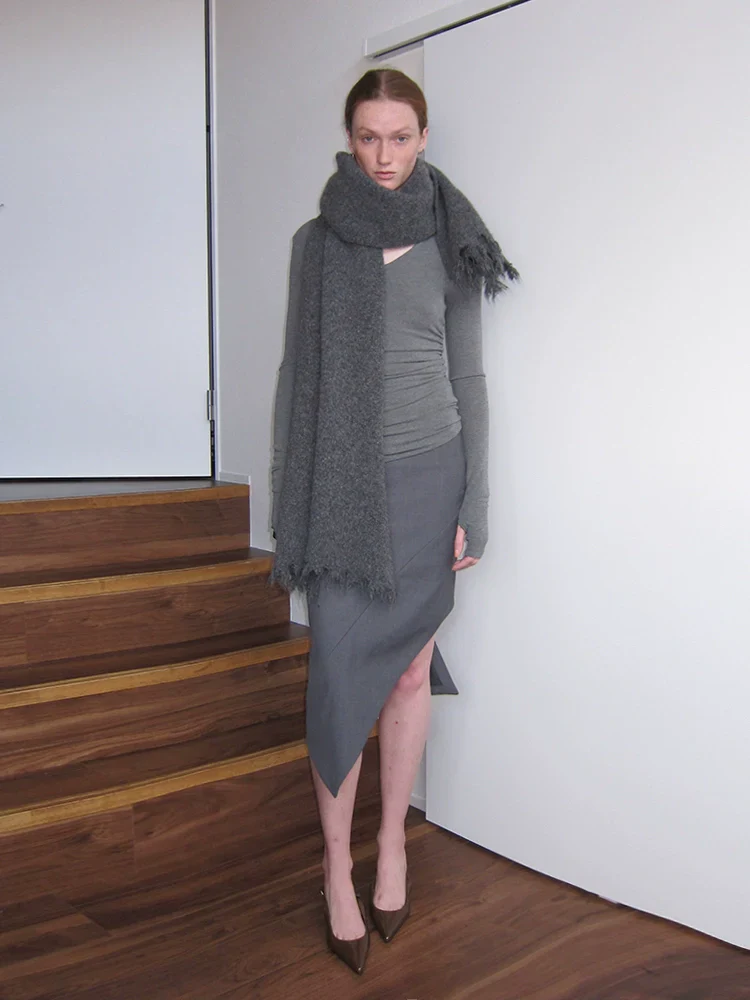 Asymmetric Split Pencil Skirt - Image 2