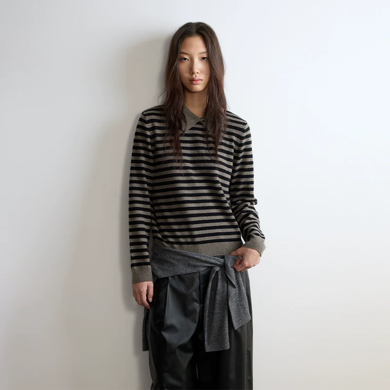 Asymmetric Striped Merino Sweater - Image 2