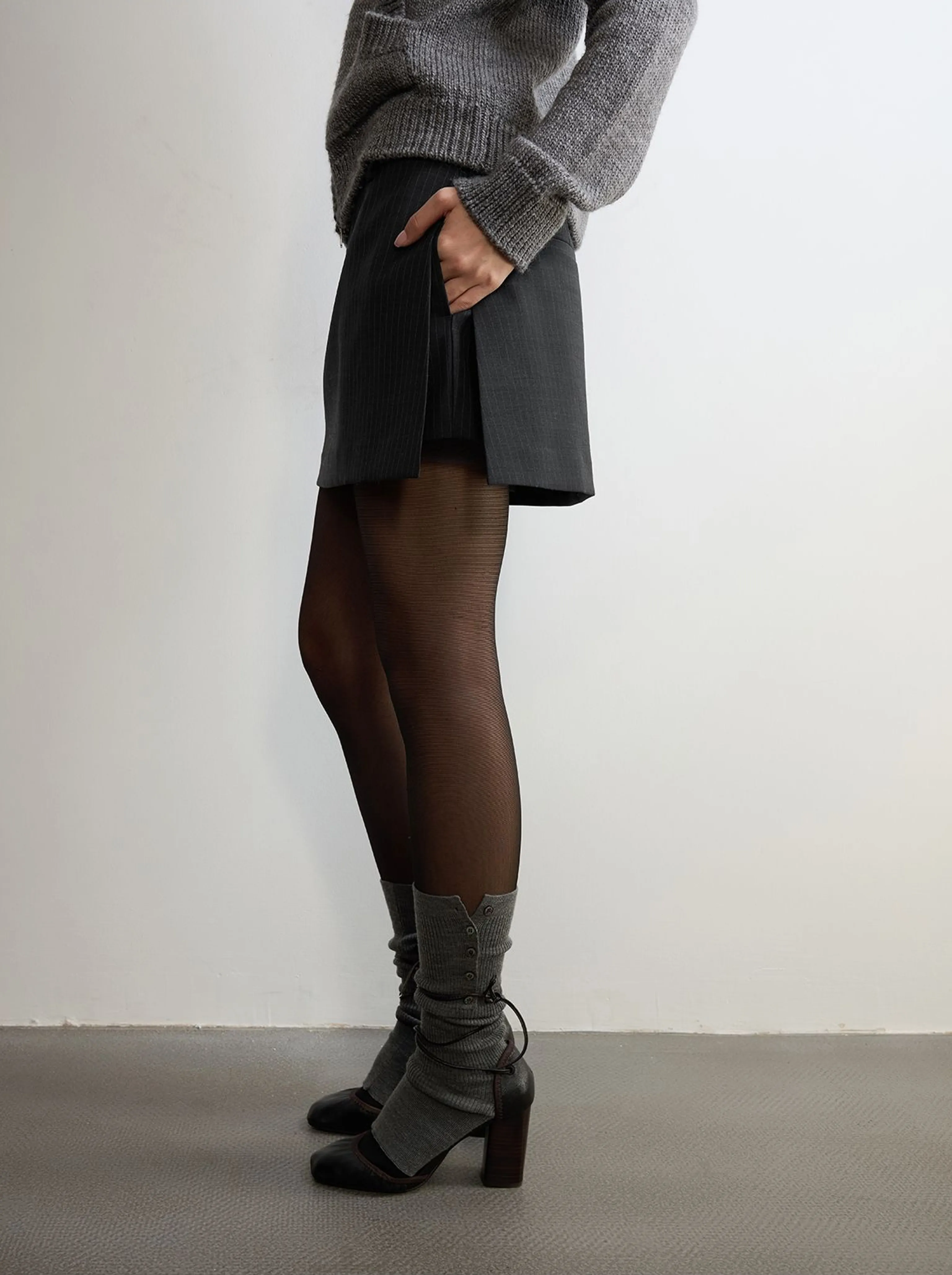 Asymmetric Wool-Blend Mini Skort - Image 7