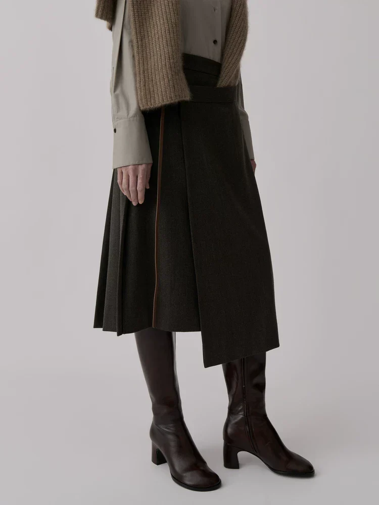 Asymmetric Wrap Midi Skirt - Image 4