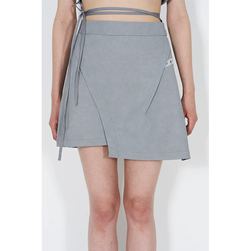 Asymmetric Wrap Mini Skirt - Image 5