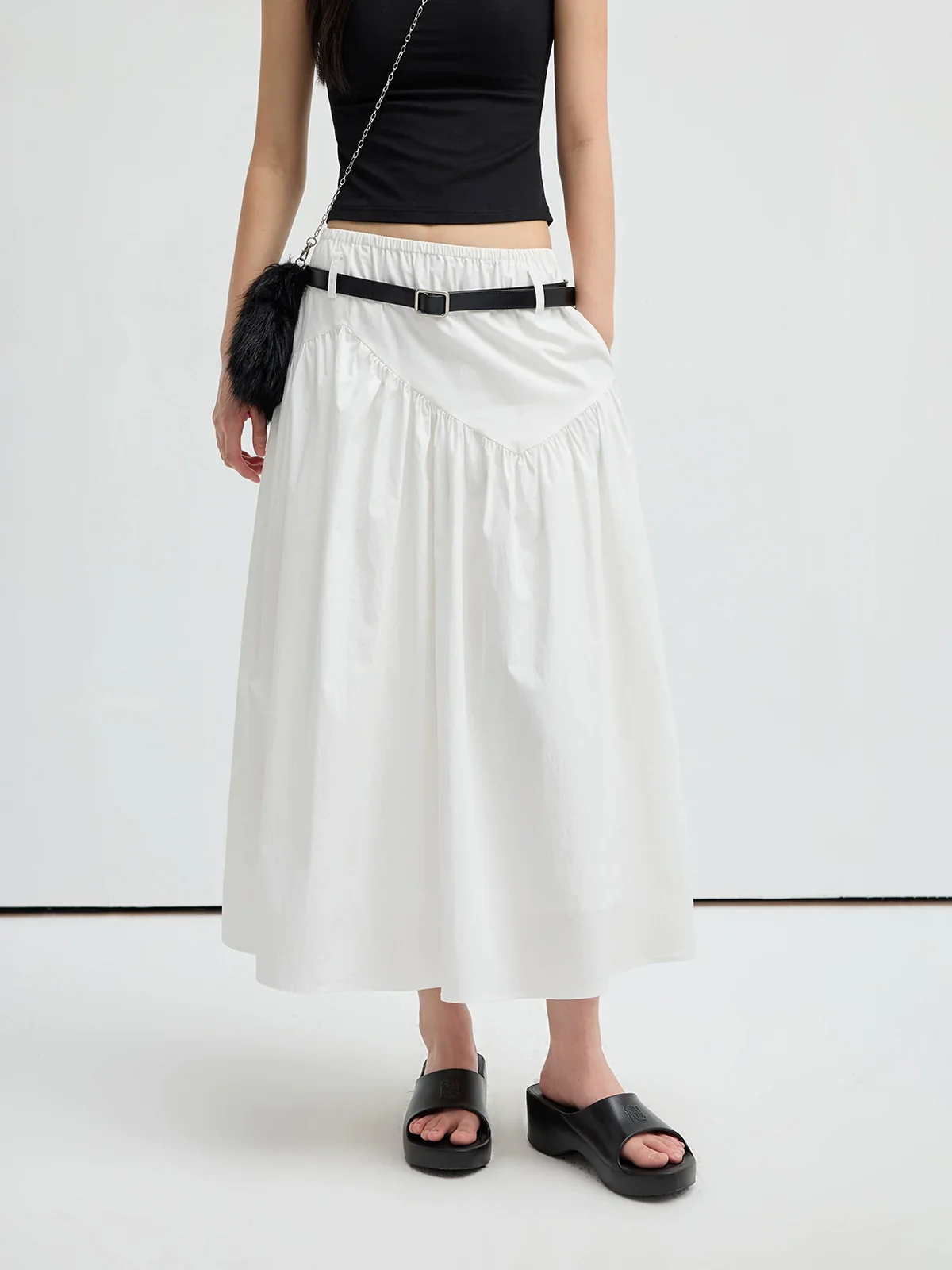 Asymmetric Yoke Gathered Skirt - Image 5