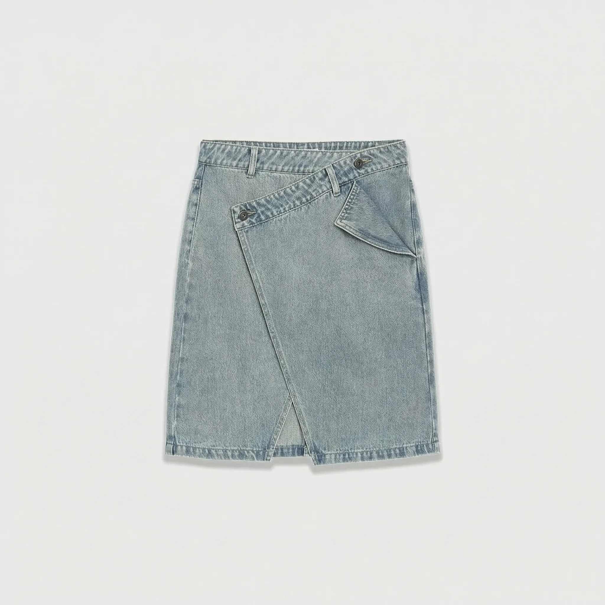 Asymmetrical Denim Skirt - Image 3