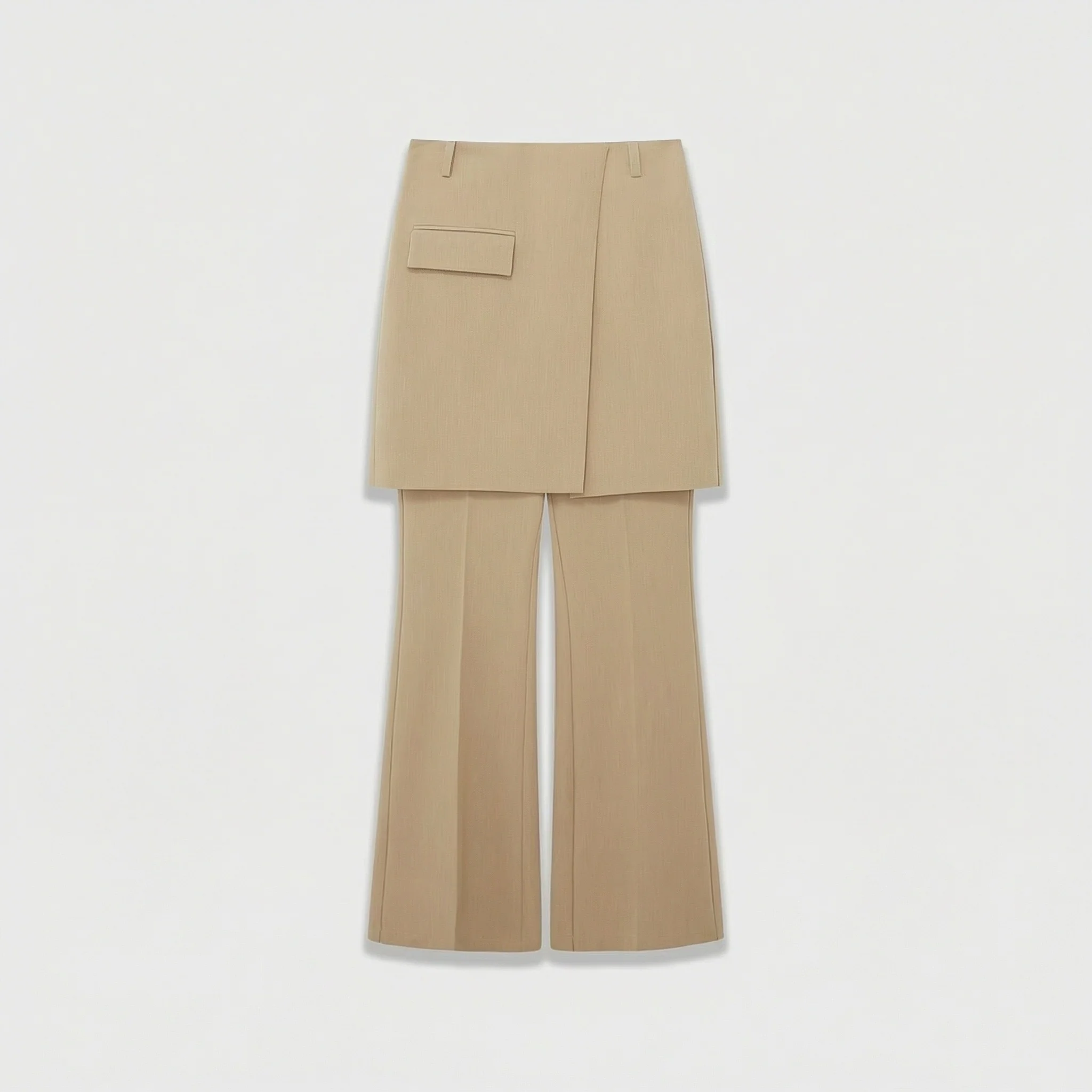 Asymmetrical Double-Lapel Suit Vest with Flared Skirt Pants - Image 2