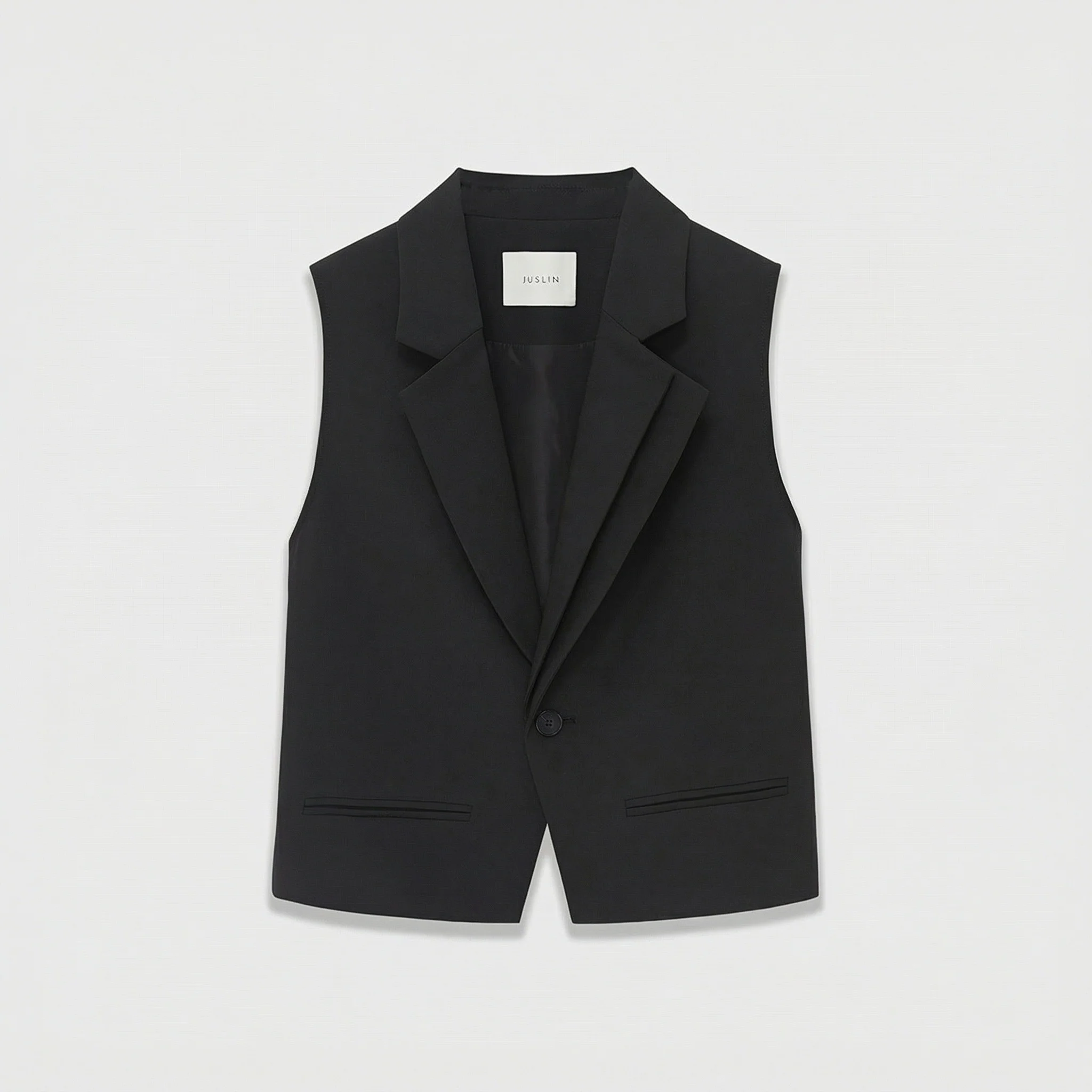 Asymmetrical Double-Lapel Suit Vest with Flared Skirt Pants - Image 5