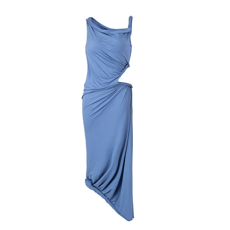Asymmetrical Draped Dress - Image 4