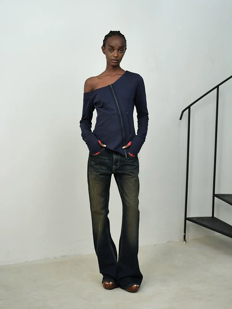 Asymmetrical Off-Shoulder Sweatshirt