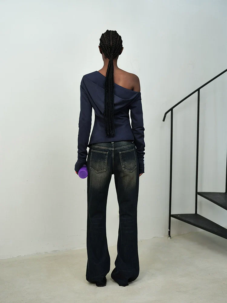 Asymmetrical Off-Shoulder Sweatshirt - Image 3