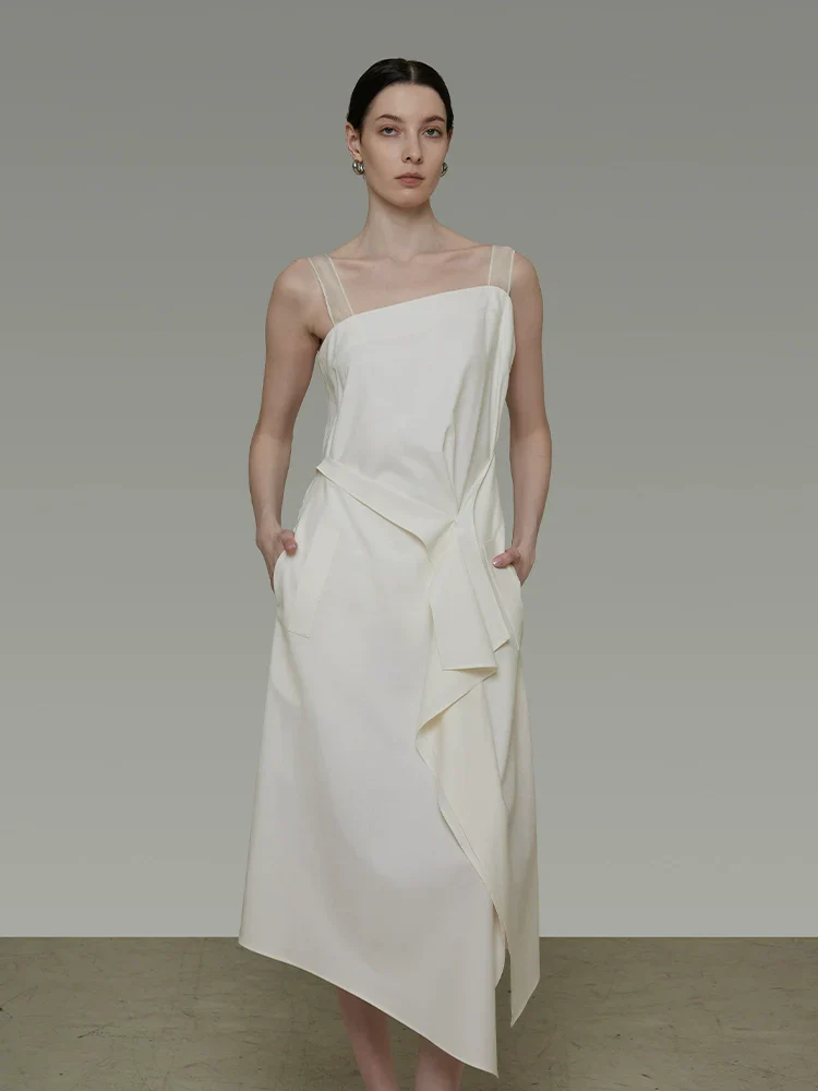 Asymmetrical Strap Midi Dress - Image 2