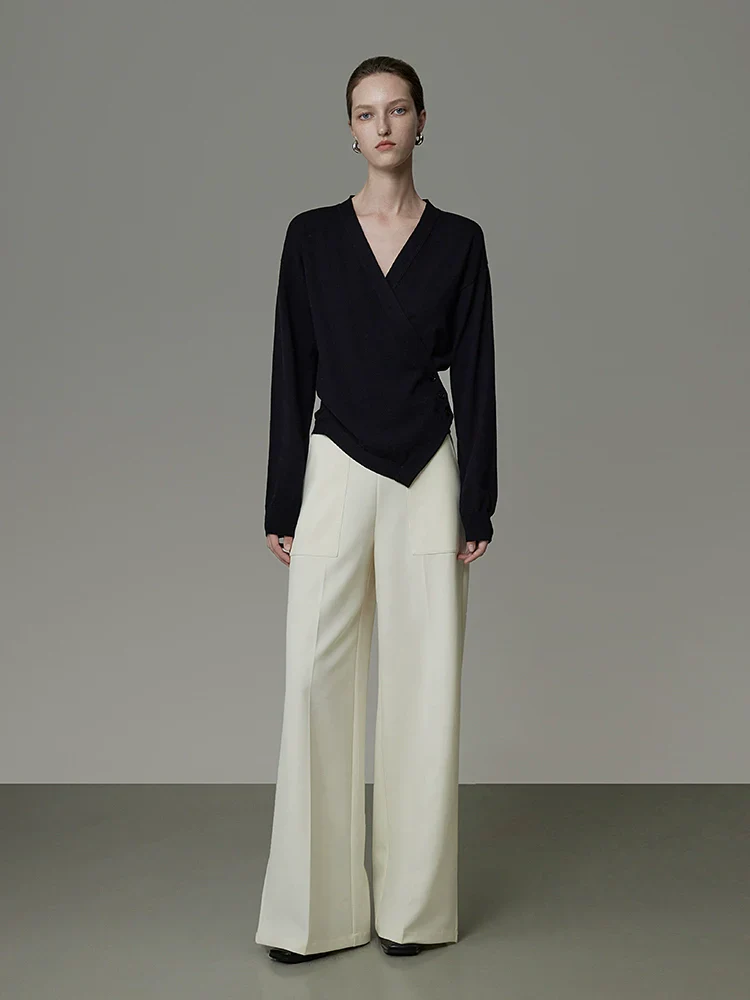 Asymmetrical Wrap V-Neck Cardigan - Image 2