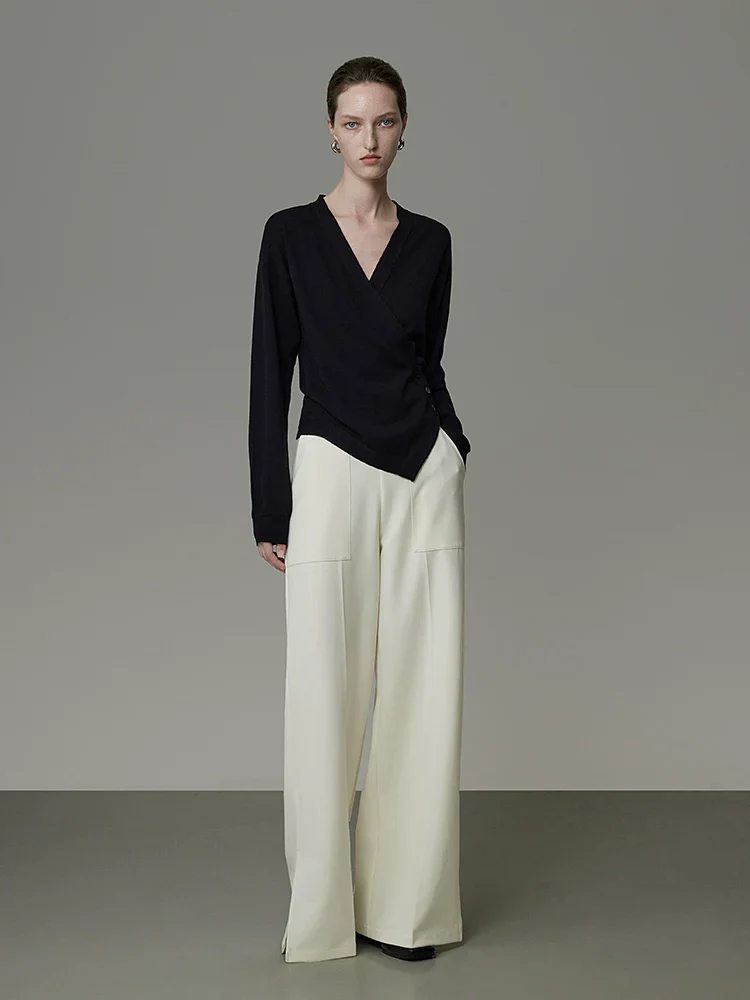 Asymmetrical Wrap V-Neck Cardigan - Image 3