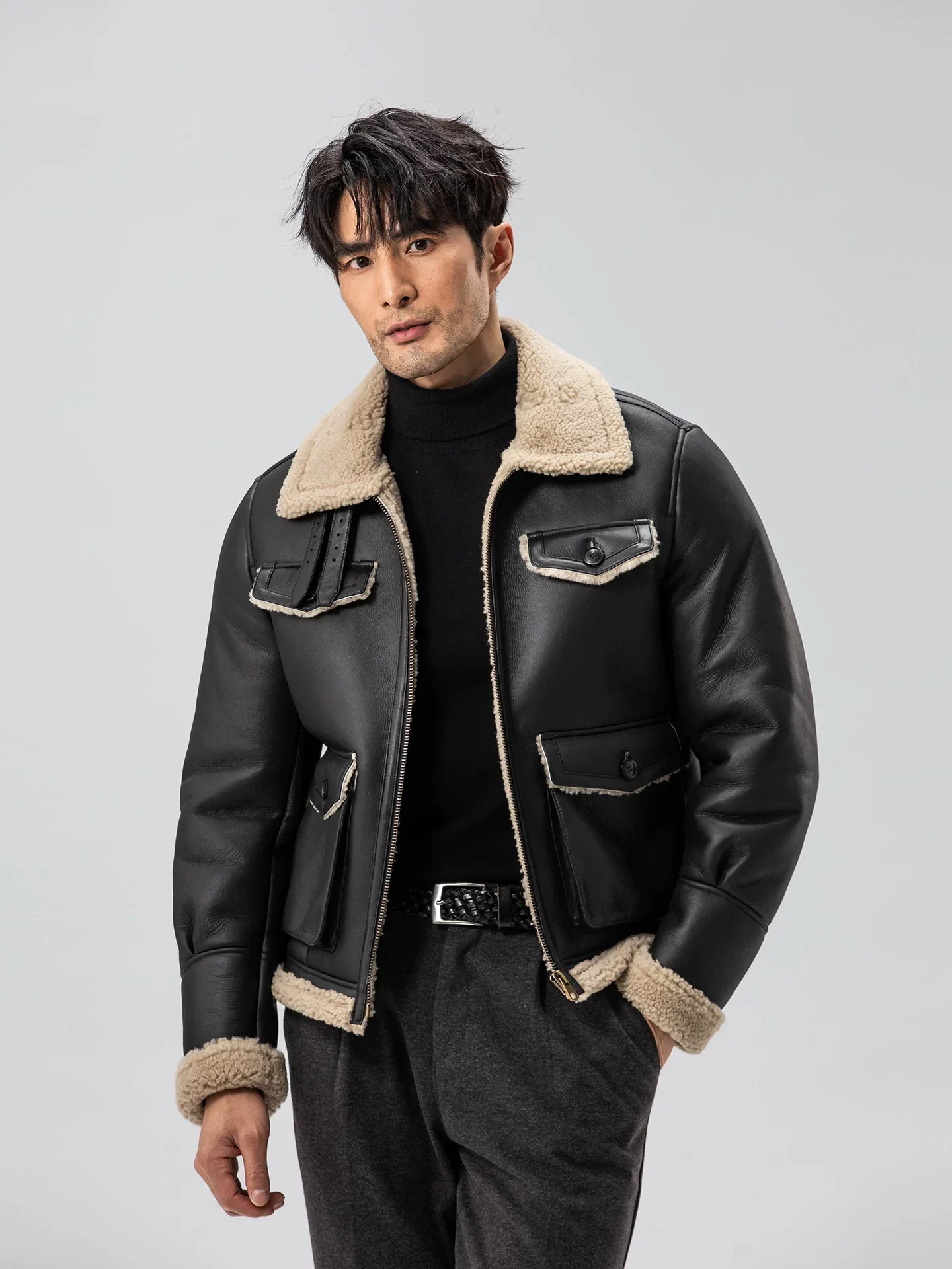 Aviator Shearling-Collar Jacket - Image 5