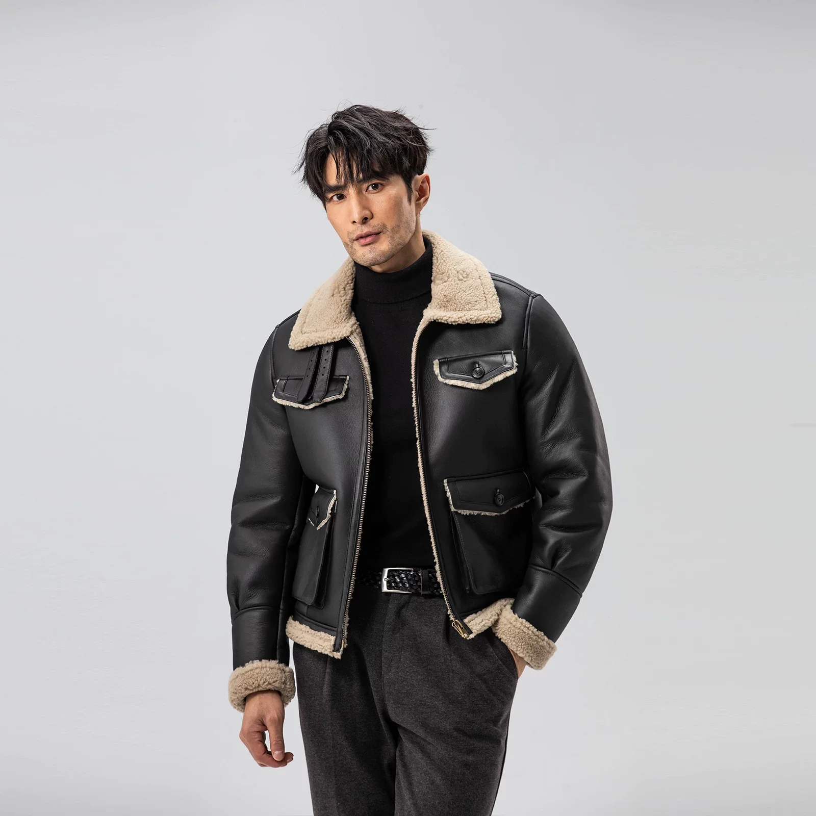 Aviator Shearling-Collar Jacket - Image 6