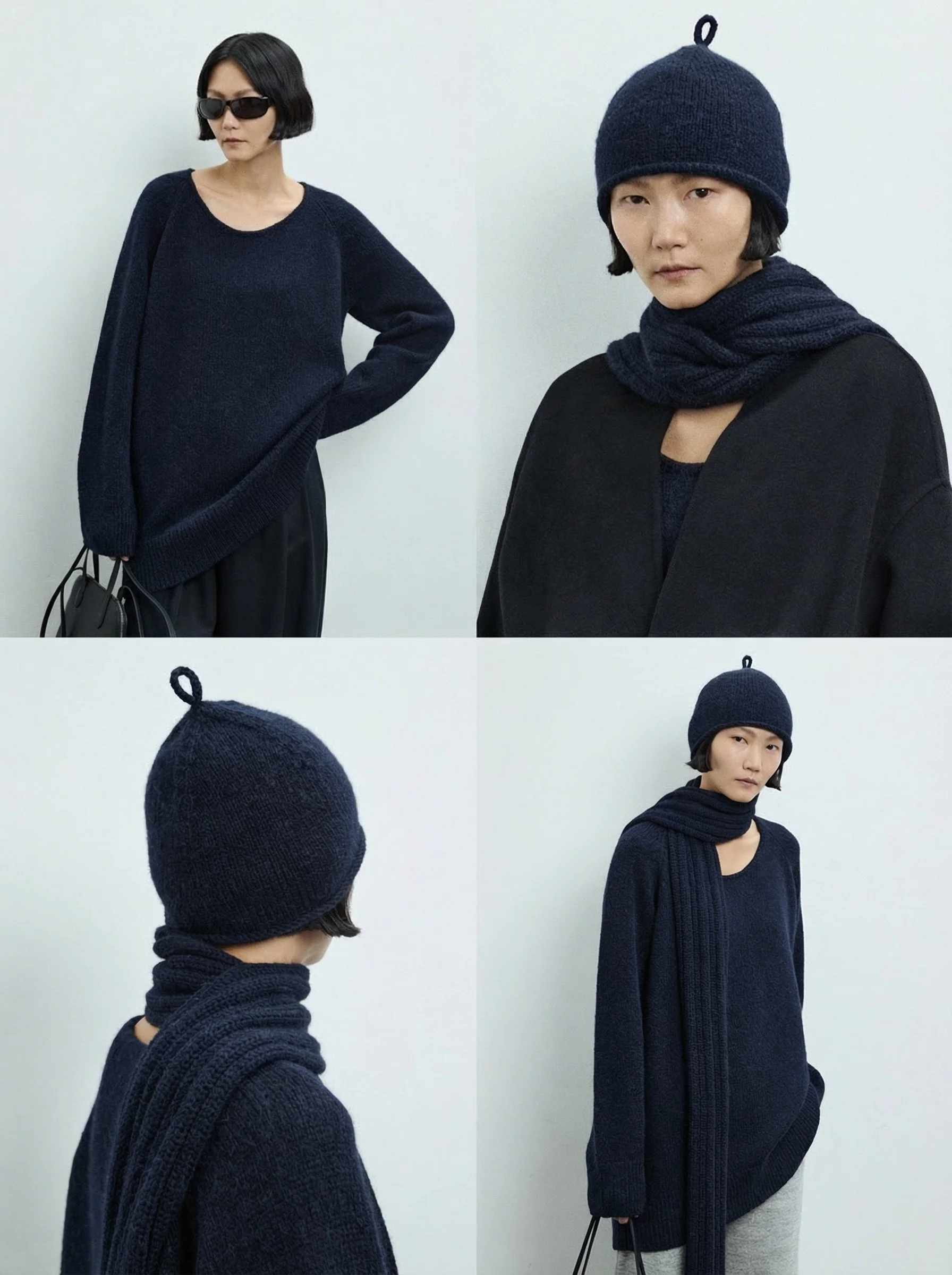 Baby Alpaca Crew, Ribbed Scarf and Beanie - Image 2