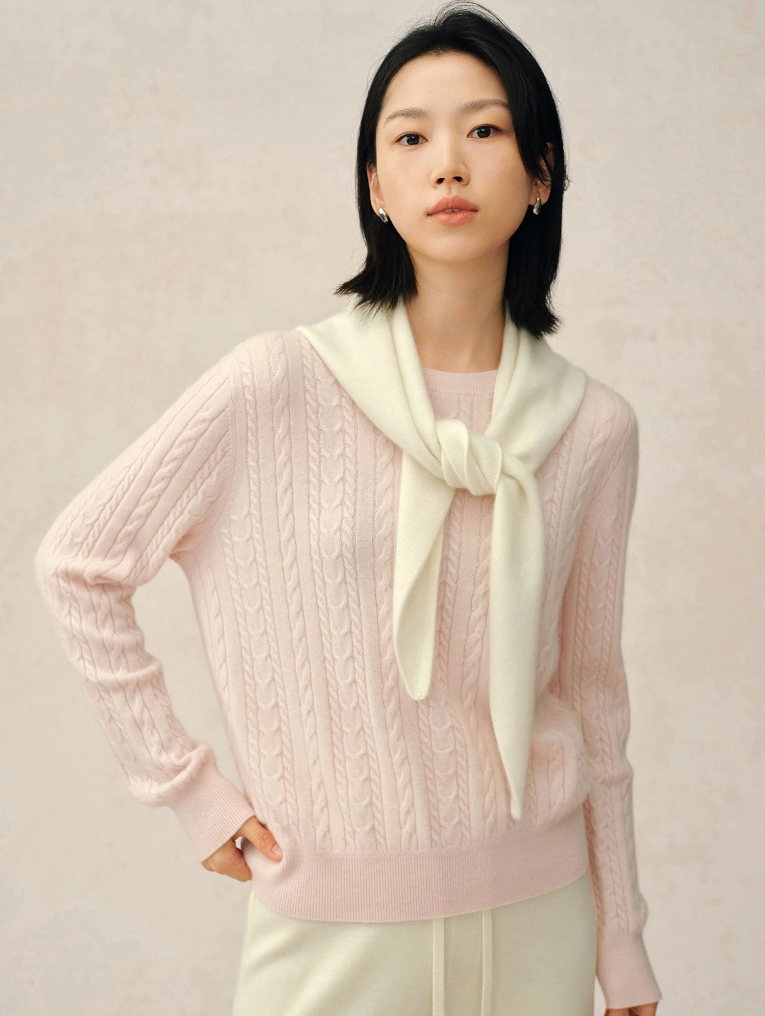 Baby Cashmere Cable Crewneck Sweater - Image 3