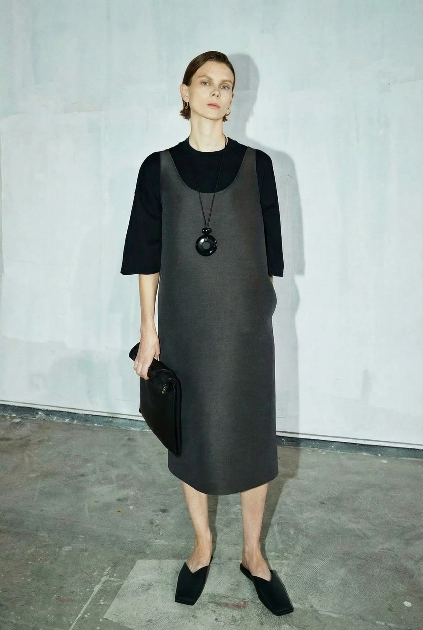 Back-Slit Silk-Wool Midi Dress - Image 2