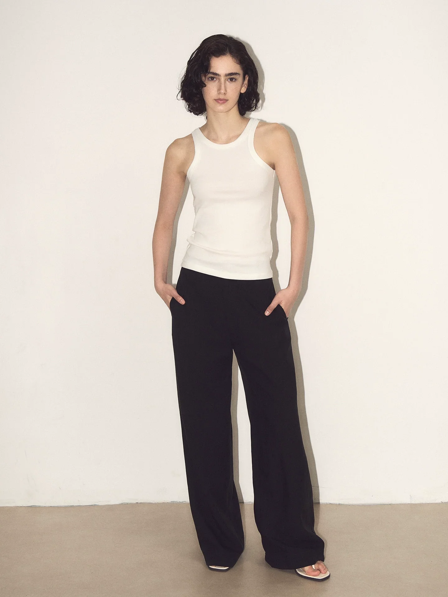Back-Structure Cotton Sleeveless Top - Image 2