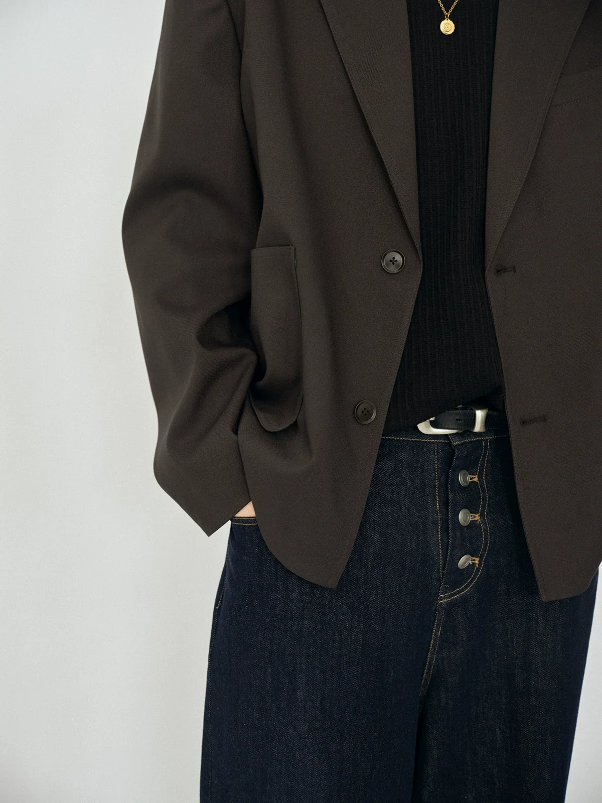 Basic Dark Brown Blazer - Image 4