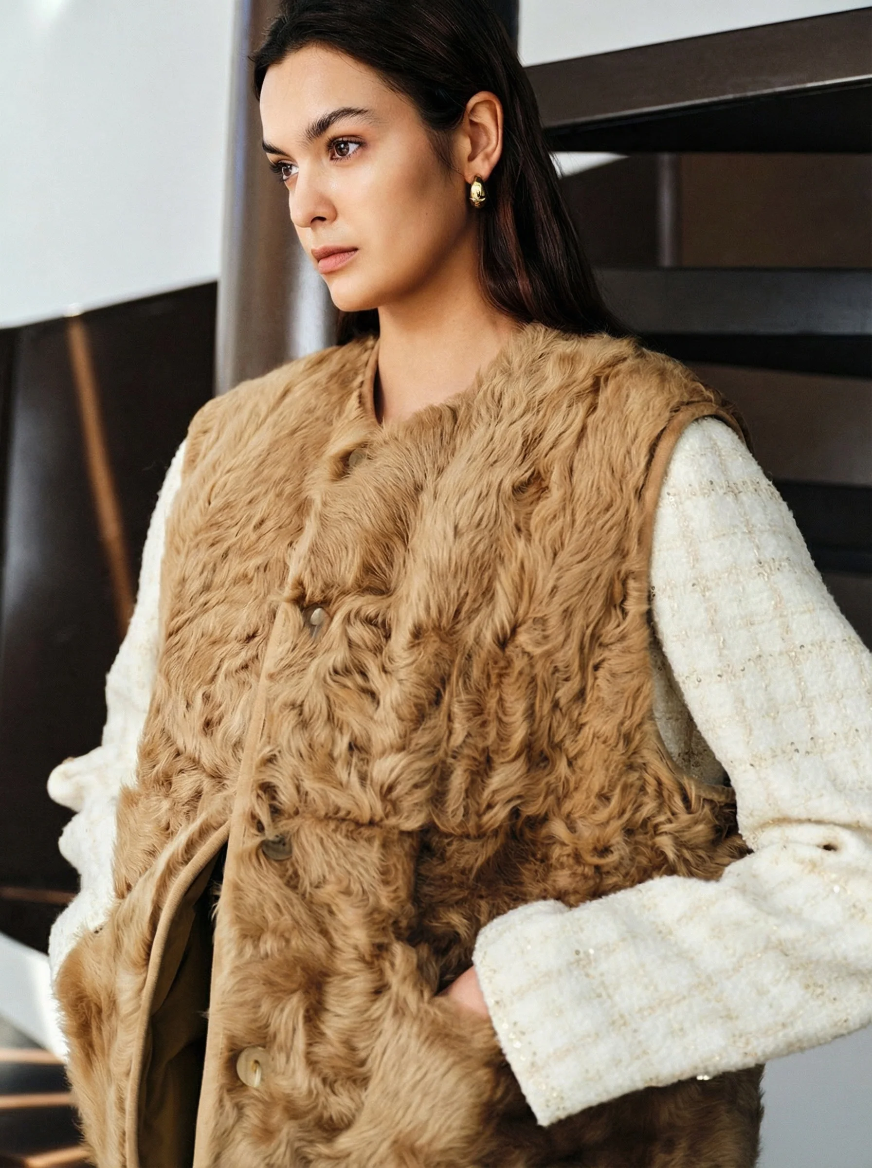 Bavarian Shearling Reversible Down Vest - Image 5