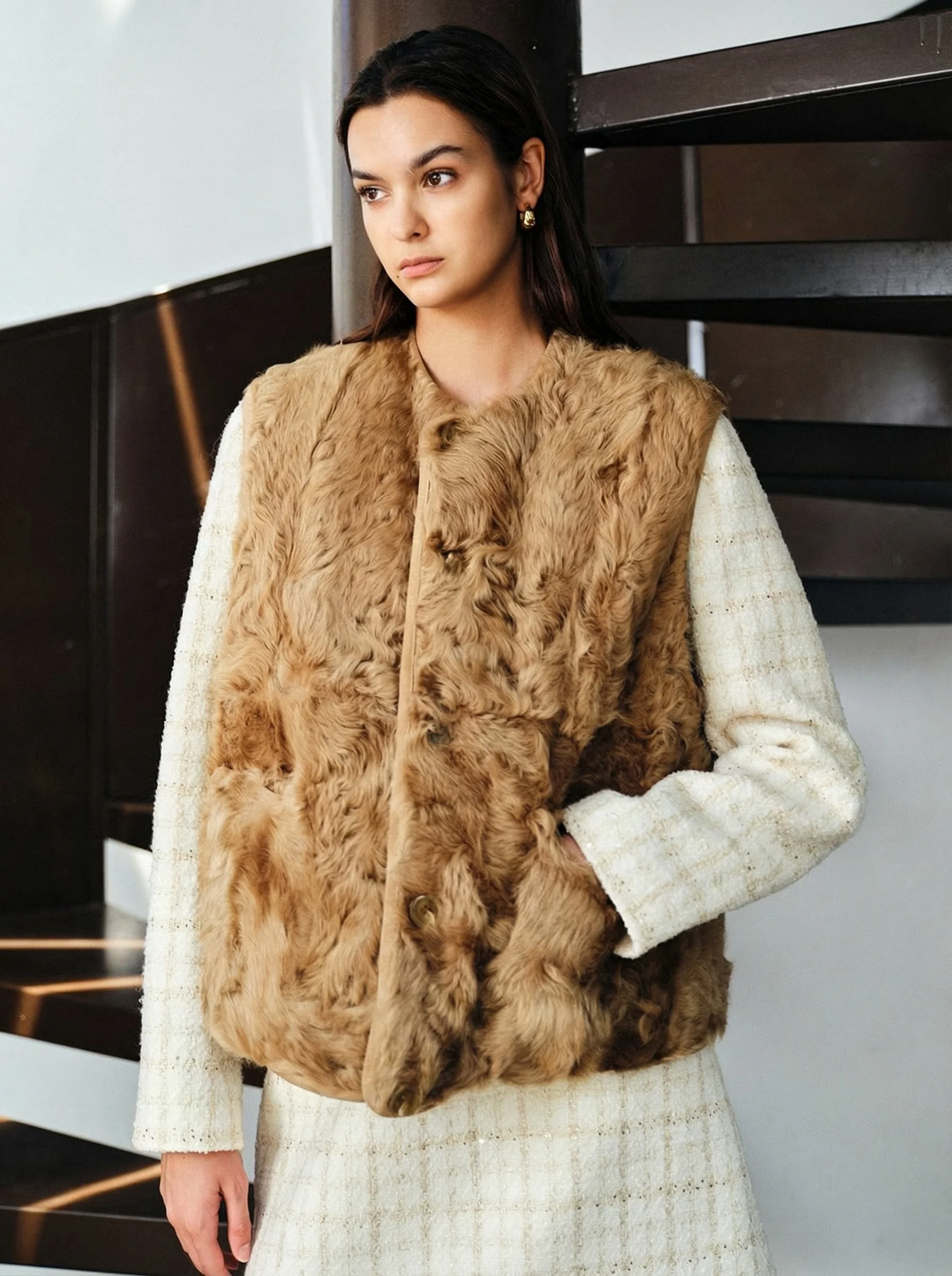 Bavarian Shearling Reversible Down Vest - Image 6