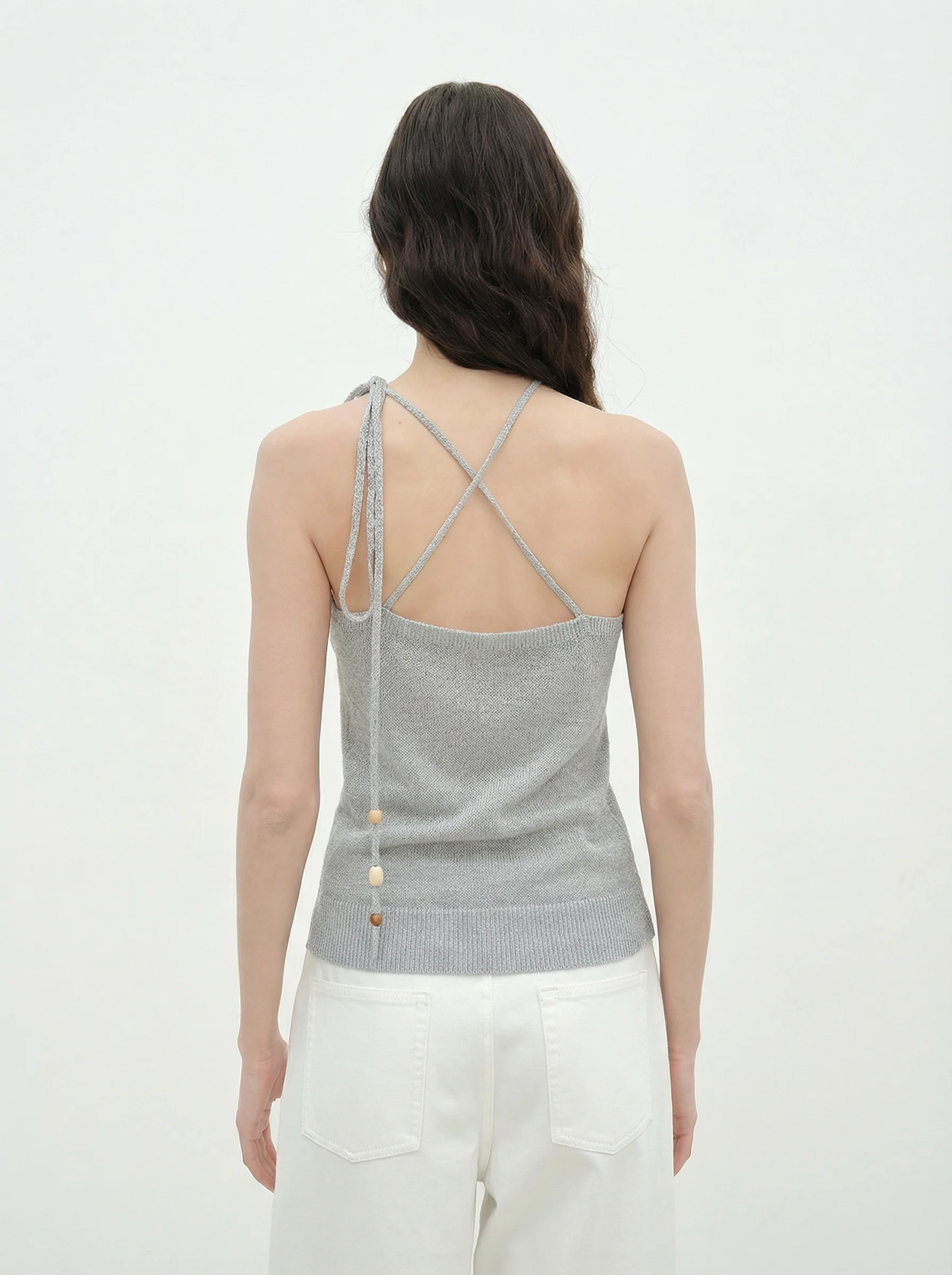 Beaded Halter Knit Top - Image 3