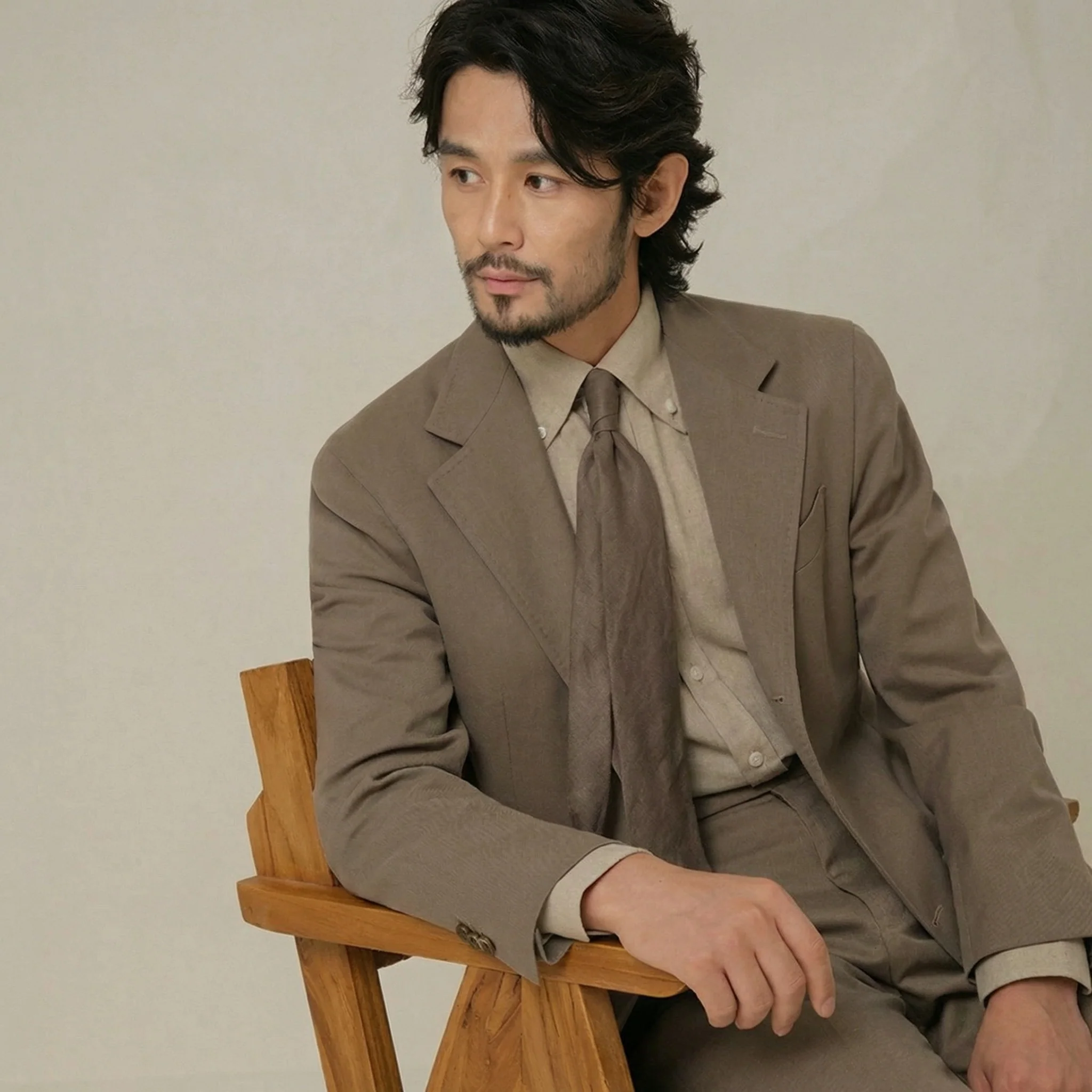 Beige Cavalry Twill Suit - Image 13