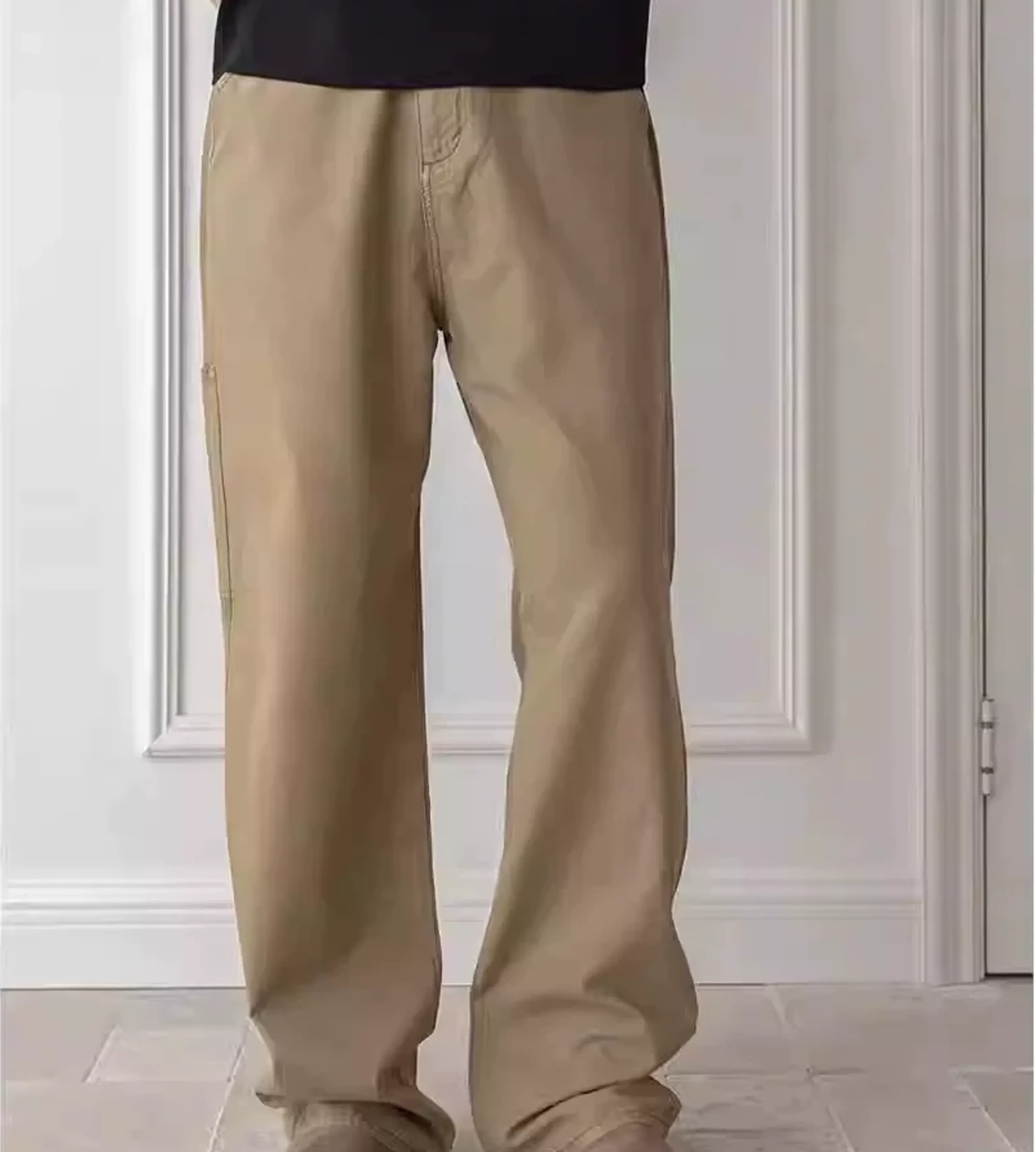 Beige Straight-Leg Casual Pants - Image 4