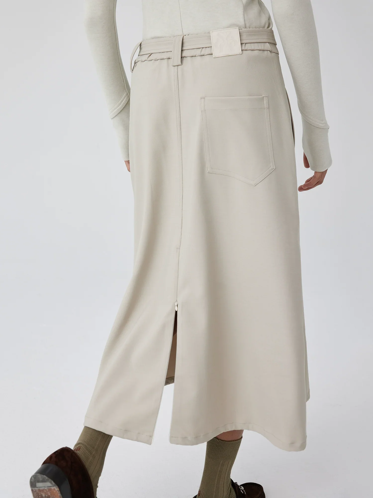 Belted Balloon-Hem Midi Skirt - Image 3