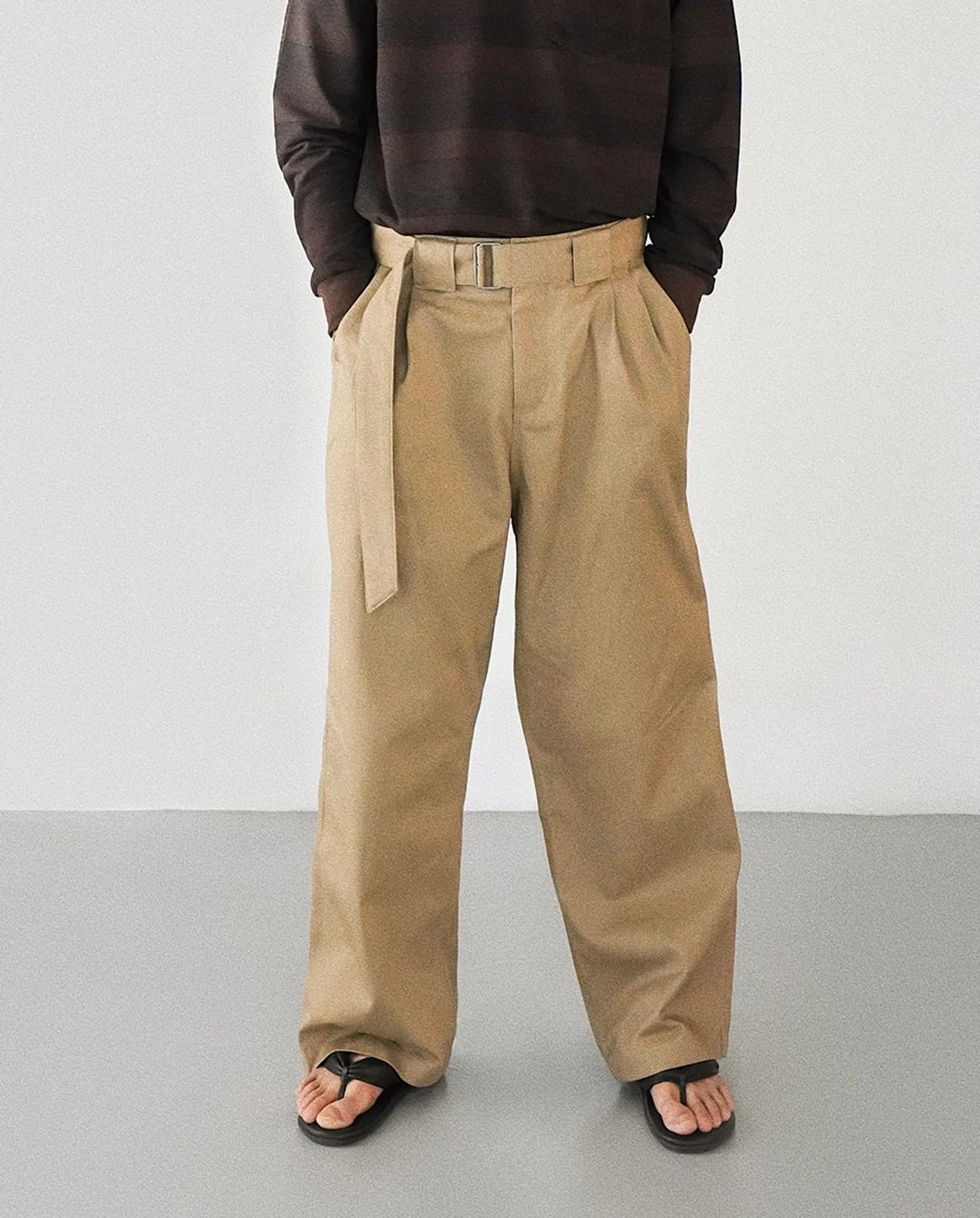 Belted Cotton Twill Wide-Leg Trousers - Image 4