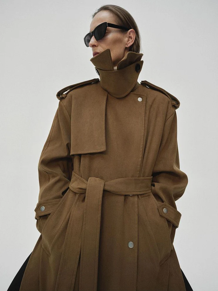 Belted High-Collar Trench - Image 2