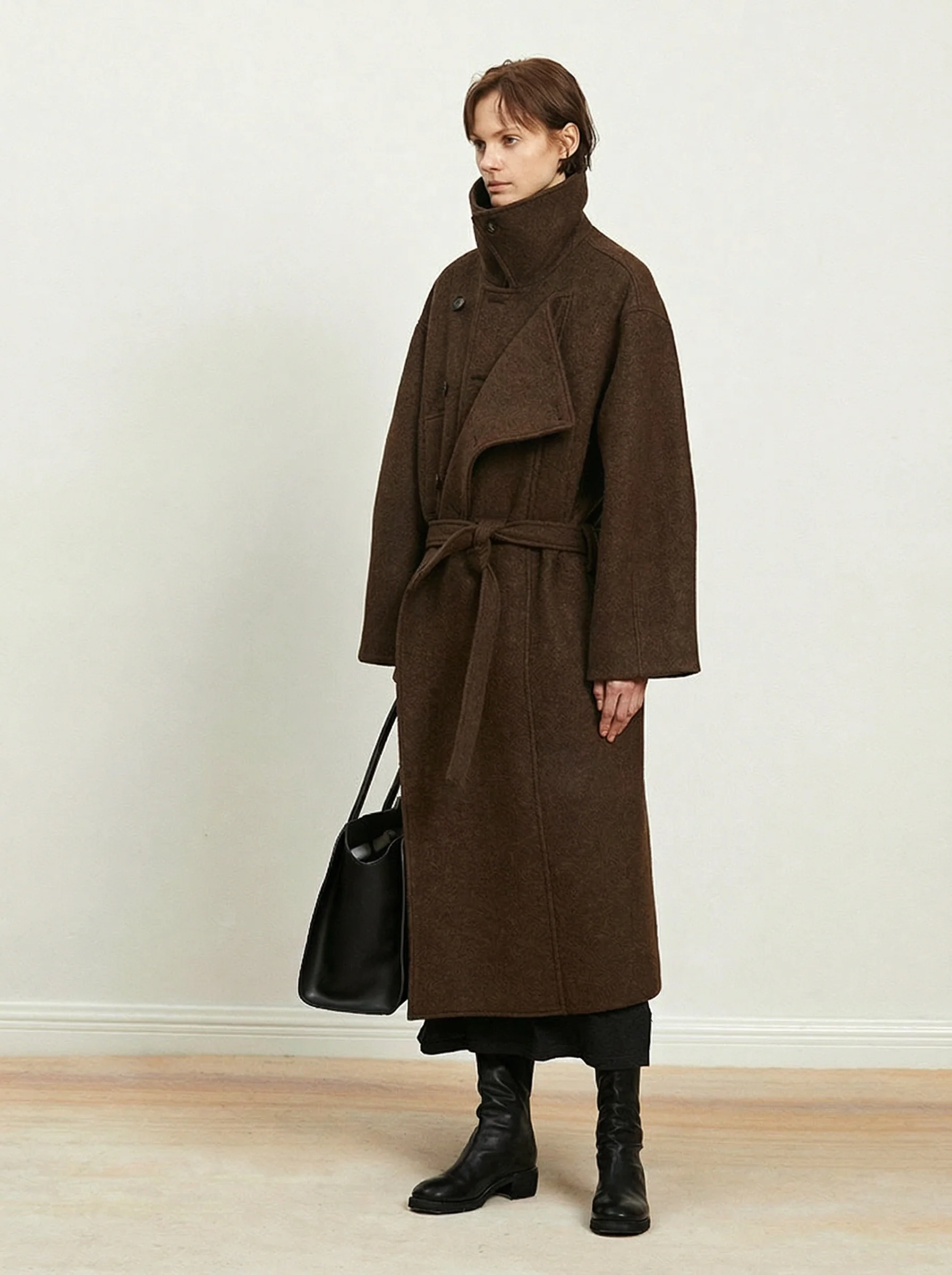 Belted High-Neck Coat