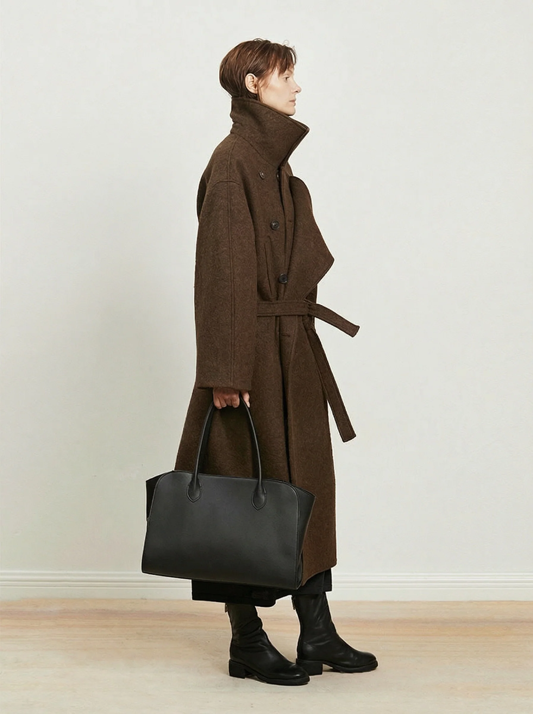 Belted High-Neck Coat - Image 2