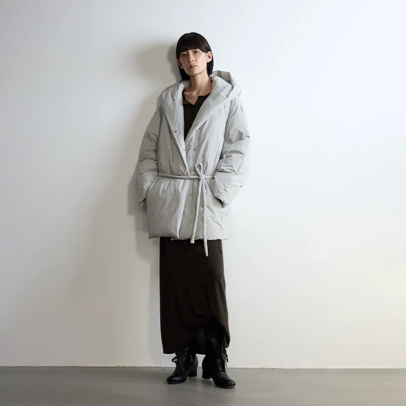 Belted Hooded Down Jacket - Image 6